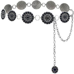 5237 Boho Turquoise Concho Belt Silver Metal Western Turquoise Belts Waist